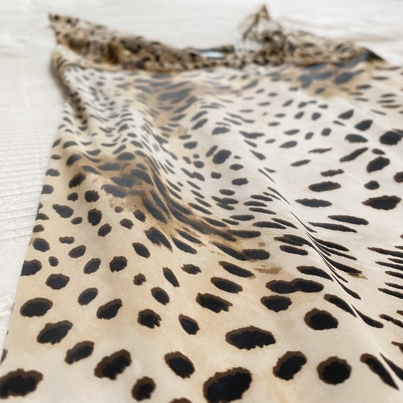 NATORI LEOPARD SATIN CUT OUT SLEEVELESS FULL LENGTH MAXI SLEEP SLIP GOWN DRESS - Picture 7 of 8